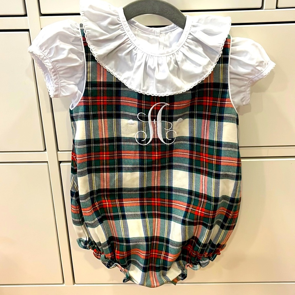 The Beaufort Bonnet Company Plaid Bodysuit - Red, Green, White